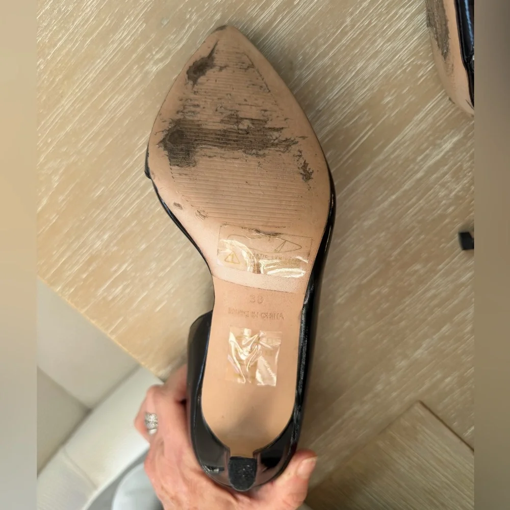 Reiss Black Patent Leather Women's Pointed-Toe Pumps Size 38 - Picture 10 of 12